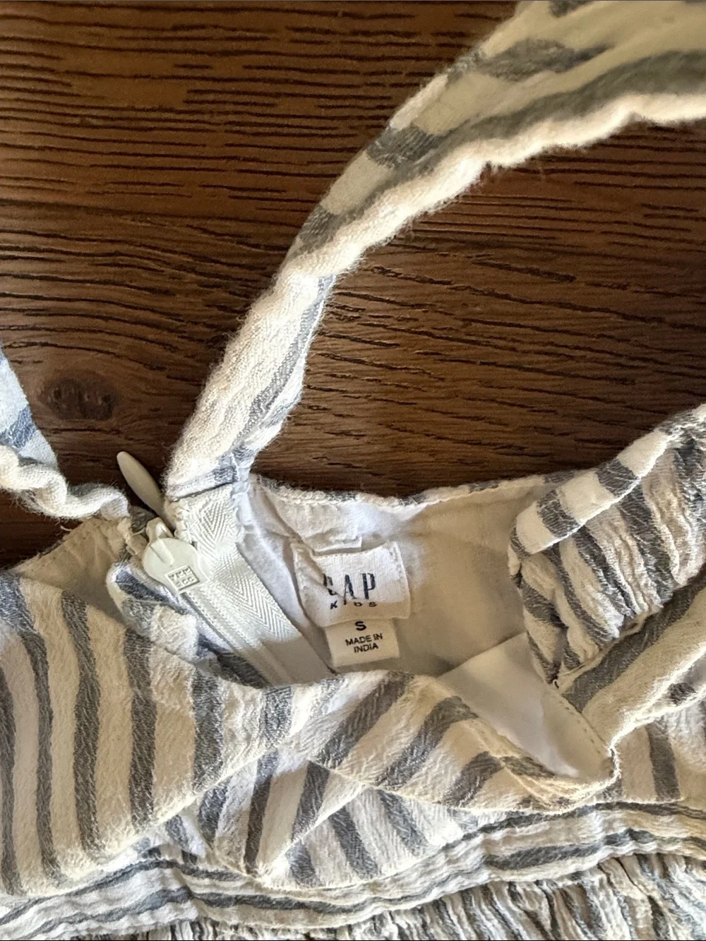 GAP Blue and White Striped Ruffle-Strap Sundress